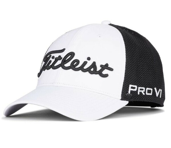 【新品】タイトリスト　Titleist　ツアーパフォーマンスメッシュ ゴルフ キャップ メンズ ホワイト/ブラック