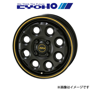 共豊 アルミホイール 4本 PPX Mil:8 キャロル HB36S(14×4.5J 4-100 INSET45 セミグロスブラック/イエローライン)KYOHO