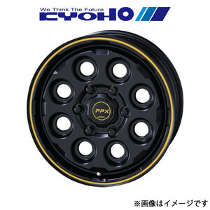 共豊 アルミホイール 4本 PPX Mil:8 ハイエース 200系(16×6.5J 6-139.7 INSET38 セミグロスブラック/イエローライン)KYOHO