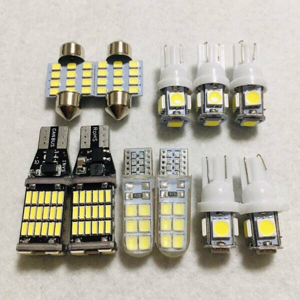 明るい！11個セット!タントカスタム L375S/L375/L385/L385S T10 LED 室内灯 バックランプ ナンバー灯 ルームランプ ダイハツ カー用品