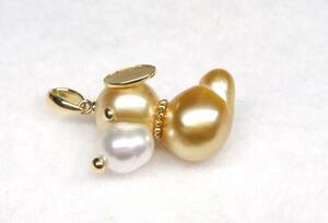[ playing heart. exist pearl ] south . White Butterfly natural Gold : highest . cute . one Chan. pendant top!①|18 gold 