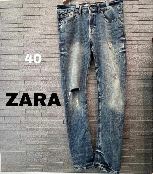 ZARA MAN ザラ　メンズ ダメージジーンズ デニム Mサイズ相当　ジーパン ボトムス アメカジ　Gパン　カジュアル パンツ