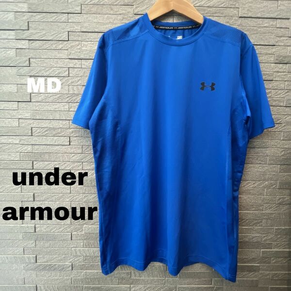 アンダーアーマー スポーツウェア 半袖Tシャツ カットソー ロゴプリント　ブルー 青　Mサイズ　UNDER ARMOUR トップス