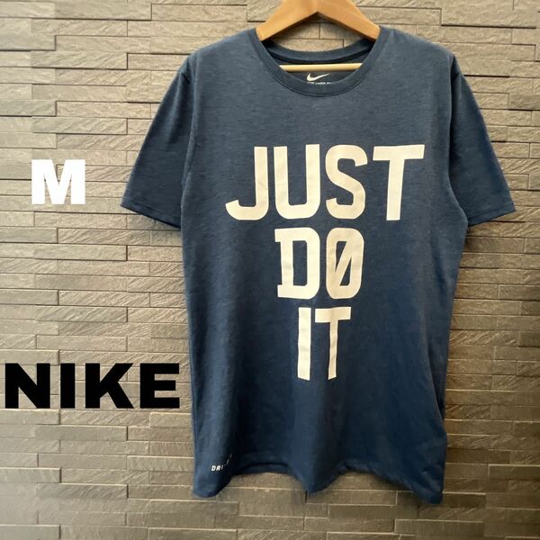 ナイキ NIKE メンズ　just do it 半袖Tシャツ　トップス　カットソー　Mサイズ　ブルー　スポーツウェア　ビッグロゴ