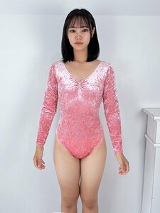 * made in Japan original *[wbb-3195 crash velour front gya The - long sleeve Leotard pink /M] elasticity Fit sport fechi cosplay 