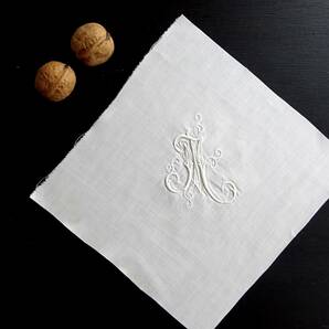 1900年初期 フランス 刺繍 立体 モノグラム イニシャル 古布 服飾 半物 縫製 民藝 テキスタイル アンティーク