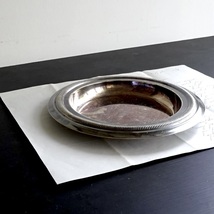 1900年代 フランス リム皿 口径17cm メタル トレイ 器 皿 焼物 鉢 飾皿 陶器 民藝 骨董 古道具 アンティーク_画像1
