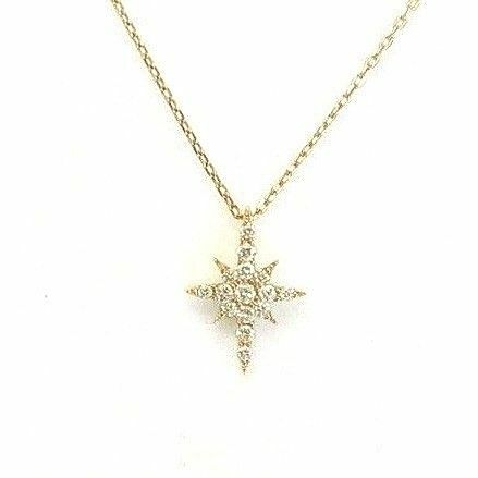 STAR JEWELRY　スタージュエリー　 K18YG　ダイヤモンド 0.06ct　ネックレス　クロッシングスター ☆