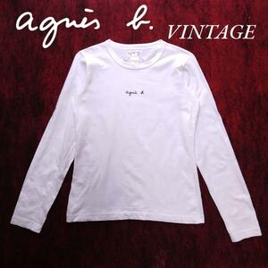 古着 vintage agnes b. アニエスベー 長袖 ティシャツ ミニロゴ old 80s　90s　ヴィンテージ コットン ロングスリーブ カットソー ホワイト