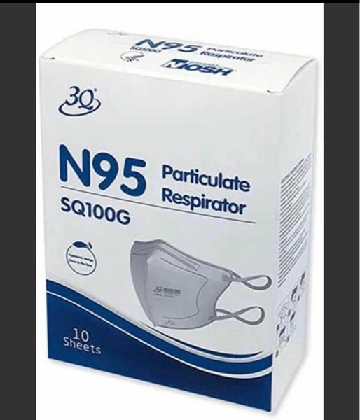 NIOSH認証 N95マスク 立体型 SQ100G 10枚入