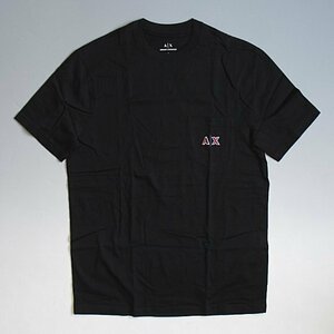 【SALE】ARMANI EXCHANGE アルマーニ エクスチェンジ【本物・新品】胸ポケット 刺繍ロゴ Ｔシャツ ポケＴ■ブラック S ※メール便可