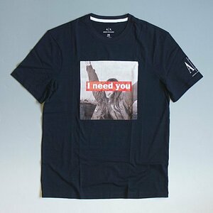 【SALE】ARMANI EXCHANGE アルマーニエクスチェンジ【本物・新品】BOX LOGO「I need you」ボックスロゴ フォトTシャツ■黒 XS ※メール便可