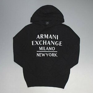 【SALE】ARMANI EXCHANGE アルマーニ エクスチェンジ【本物・新品】都市ロゴ ジャガード織 プルオーバーニット セーター■ブラック S