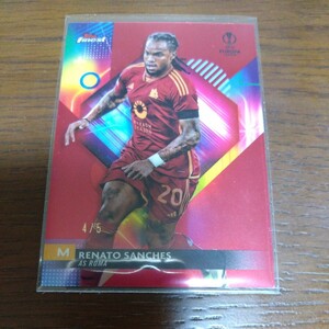 2023-24 topps finest uefa soccer RENATO SANCHES 5枚限定 レッドリフレクターパラレル AS ROMA カラーマッチ