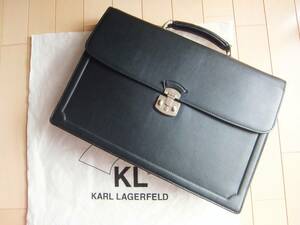 【カールラガーフェルド KARL LAGERFELD】 ビジネスバッグ ブリーフケース　ブラック　黒　41×30cm　レザー