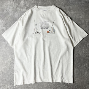 90s USA製 スポーツ メッセージ プリント 半袖 Tシャツ L / 90年代 アメリカ製 オールド シングル アート 白