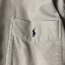 BIG SHIRT 90s RALPH LAUREN 長袖 コットン 細畝 コーデュロイ ボタンダウン シャツ M / 90年代 POLO ポロ ラルフローレン ベージュ_画像5