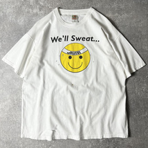 雰囲気系 00s 企業物 スマイル ニコちゃん プリント 半袖 Tシャツ XL / 00年代 オールド キャラクター 企業 ホワイト 白_画像1