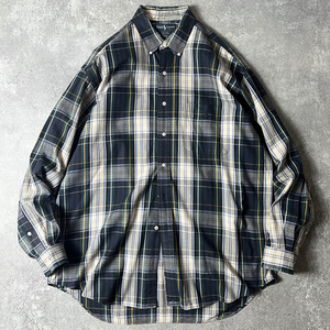 BIG SHIRT 90s RALPH LAUREN タータン チェック 長袖 ボタンダウン シャツ L / 90年代 POLO ポロ ラルフローレン マルチカラー