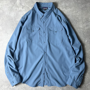 21年製 Patagonia 長袖 セルフガイデッド ハイク シャツ XL / パタゴニア 無地 ブルー ボタンダウン