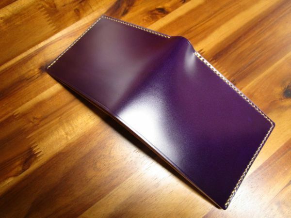 二つ折り財布 コードバン レーデルオガワ バイオレット 手縫い エイジング 二つ折り 財布 コンパクト キャッシュレス 札入れ 紫 栃木レザー