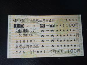 1985年 東京優駿(日本ダービー)　連勝式はずれ馬券　現地　シリウスシンボリ、スクラムダイナ