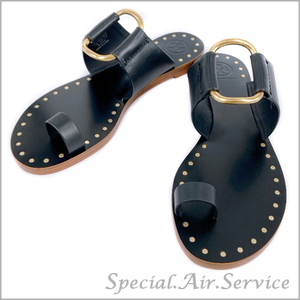 TORY BURCH Tory Burch lady's sandals RAVELLO STUDDED SANDAL PERFECT BLACK size :7.5( approximately 24.5cm)55448 006* sharing have 