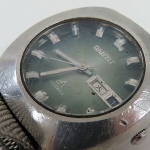 1252/dt/04.18 ORIENT オリエント H429-20560 23石 23JEWELS 自動巻 SS グリーン文字盤 カットガラス メンズ腕時計の画像2