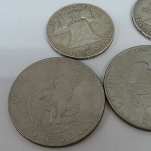 1319/ti/05.02 アメリカ 銀貨5枚まとめ出し アイゼンハワー 旧1ドル銀貨1972年 フランクリン ハーフダラー 銀貨1958年の画像4