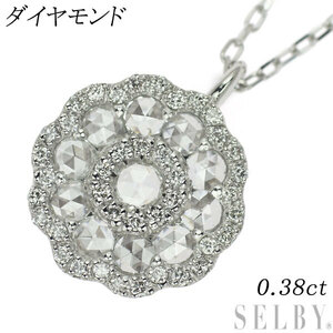 Pt900/ Pt850 ローズカット ダイヤモンド ペンダントネックレス 0.38ct 出品3週目 SELBY