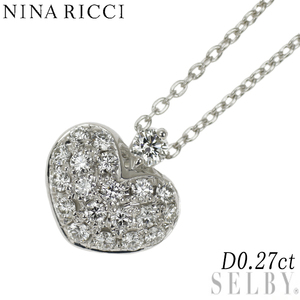 Nina Ricci K18WG Бриллиант Кулон Ожерелье 0.27ct Сердце 5-я неделя продаж SELBY