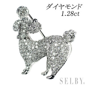 K18WG ダイヤモンド ブローチ 1.28ct 犬 SELBY