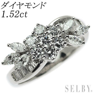 Pt900 ダイヤモンド リング 1.52ct フラワー 出品2週目 SELBY