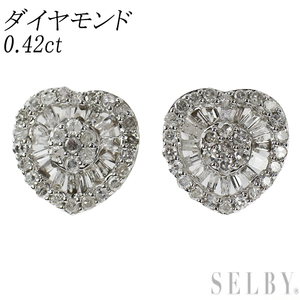 K18WG ダイヤモンド ピアス D0.42ct ハート 新入荷 出品1週目 SELBY