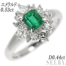 Pt900 エメラルド ダイヤモンド リング 0.53ct D0.44ct 最終 出品6週目 SELBY_画像1