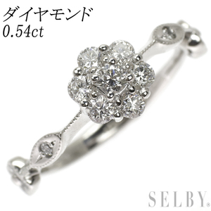 Pt900 ダイヤモンド リング 0.54ct フラワー 出品2週目 SELBY