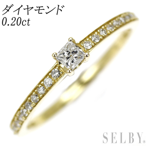 K18YG プリンセスカット/シングルカット ダイヤモンド リング 0.20ct 新入荷 出品1週目 SELBY