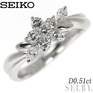セイコー Pt900 ダイヤモンド リング 0.51ct フラワー 最終 出品6週目 SELBY