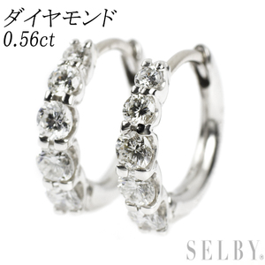 Pt900 ダイヤモンド ピアス 0.56ct フープ 新入荷 出品1週目 SELBY