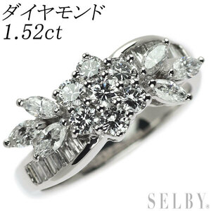 Pt900 ダイヤモンド リング 1.52ct フラワー 出品4週目 SELBY