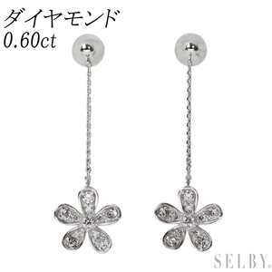 K18WG ダイヤモンド ピアス 0.60ct フラワー 出品2週目 SELBY