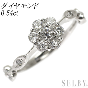 Pt900 ダイヤモンド リング 0.54ct フラワー 出品3週目 SELBY