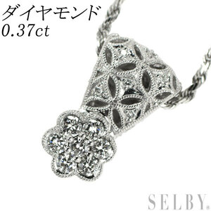 K18WG ダイヤモンド ペンダントネックレス 0.37ct フィレンツェ彫 出品4週目 SELBY