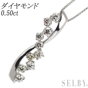 Pt900/ Pt850 ダイヤモンド ペンダントネックレス 0.50ct 新入荷 出品1週目 SELBY