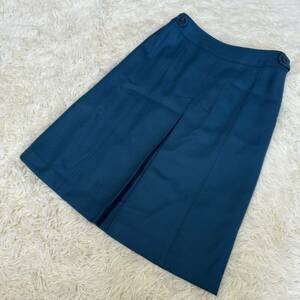 NOLLEY'Sノーリーズ美品ボックスプリーツスカート　y0132 ウール100%台形 ひざ丈 日本製