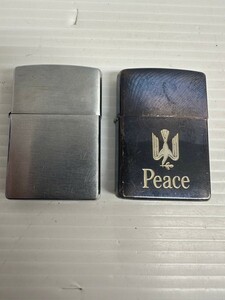 NA★1円〜中古品 ZIPPO ジッポー 2点おまとめ品 Peace ピース 2000年 ヒンジグラつきあり 柄なし 2001年 オイルなし オイルライター