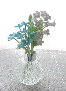 su... blue star lace stitch *. flower . san decoration flower flower motif bell orchid sz Rimbaud ru glass vase * hand made 