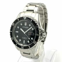 仙18【稼働品】CITIZEN DIVER W.R20 bar メンズ 腕時計 ブラック文字盤 シチズン ダイバー デイデイト 自動巻き_画像3