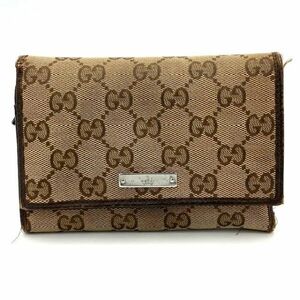 仙6 GUCCI GGキャンバス 三つ折り 財布 レディース ウォレット ブラウン系 グッチ