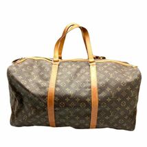 仙31 Louis Vuitton M41622 モノグラム サックスープル55 ボストンバッグ トラベルバッグ ブラウン系 カデナ付き ルイヴィトン LV 旅行 鞄_画像2